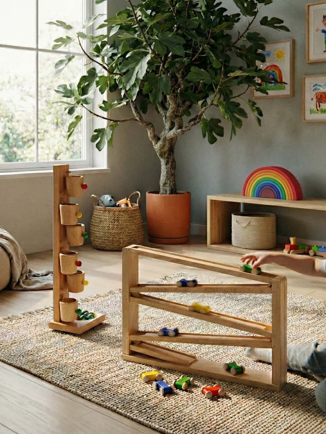 Wooden Raceway Car Track