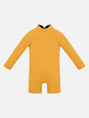 Kids and baby wetsuit with long arms in bright sunflower yellow