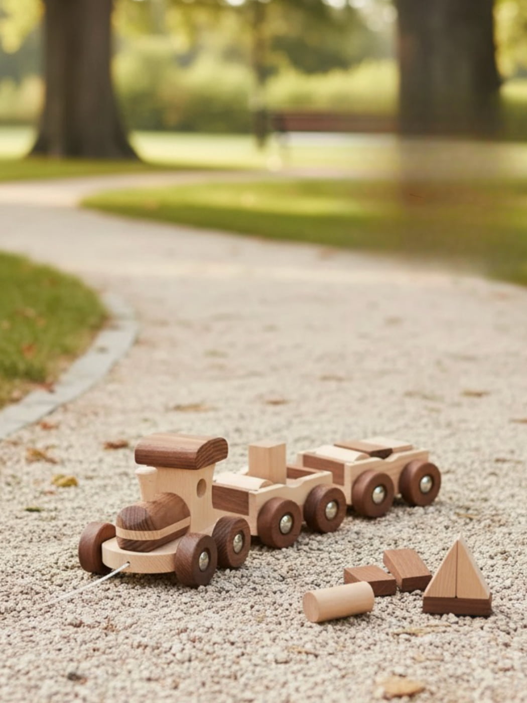 Wooden Train with Blocks