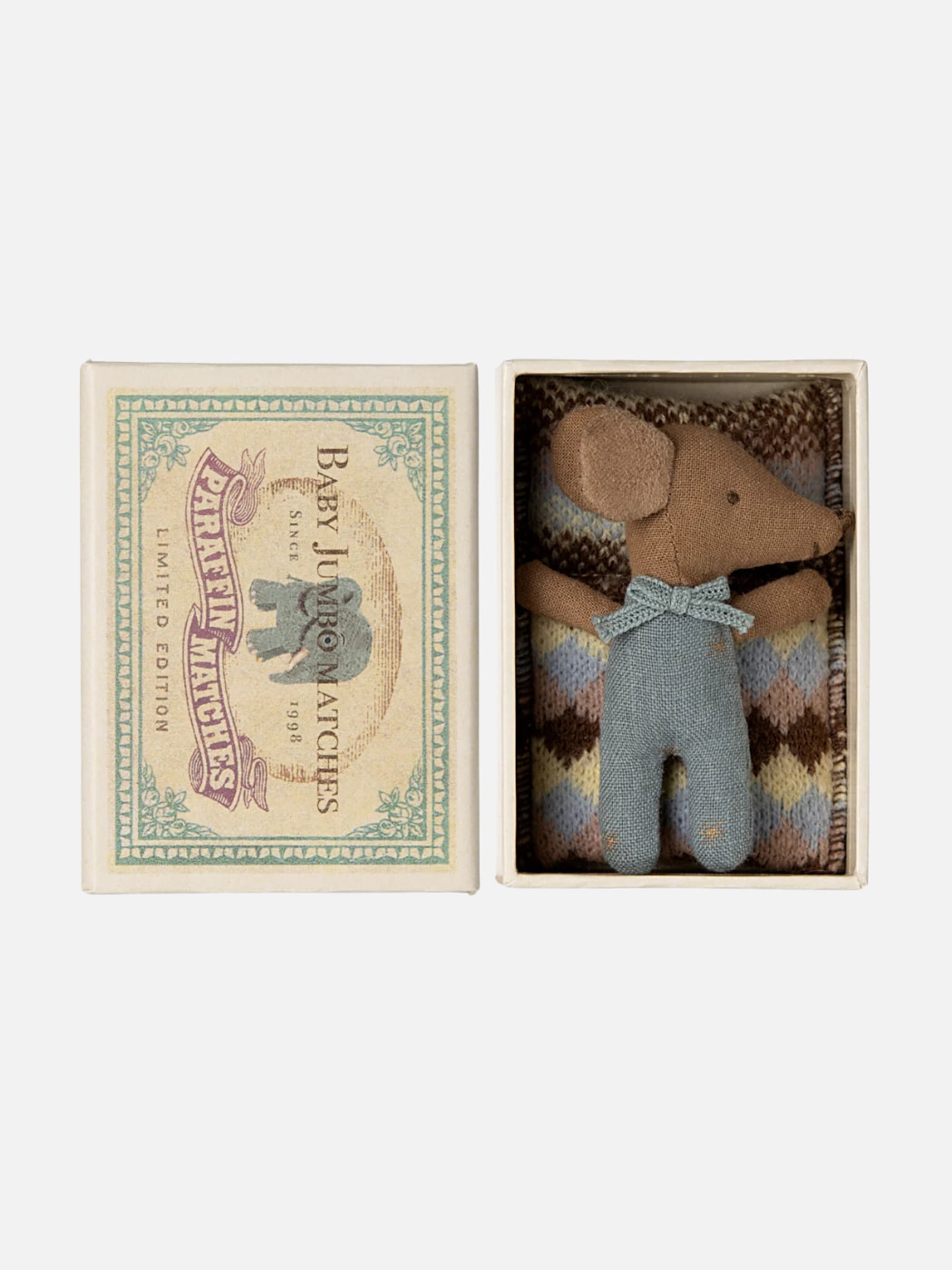 Sleepy Wakey Baby Mouse in a Matchbox - Blue