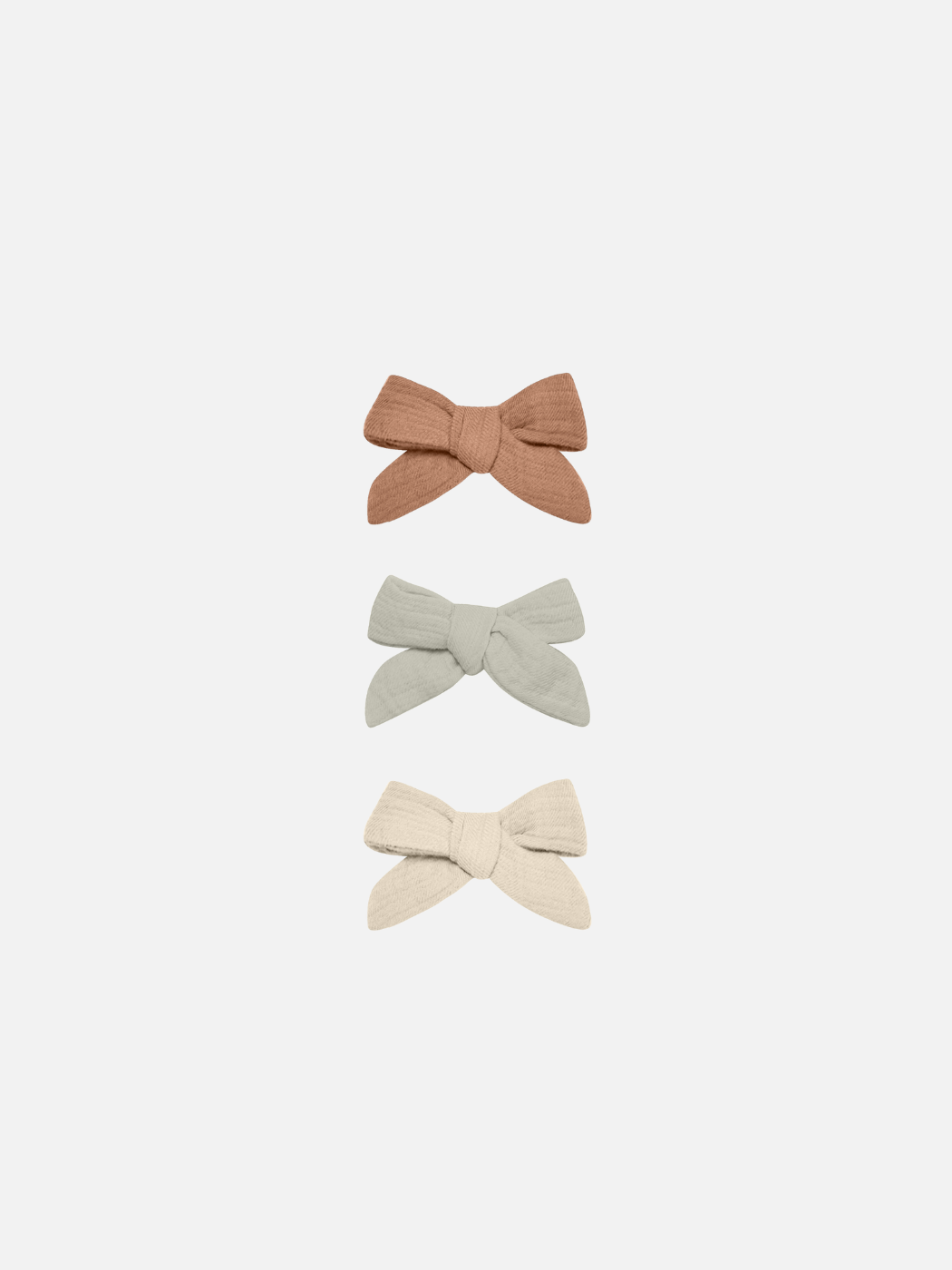 Bow Clips Set of 3 - Clay, Pistachio + Natural