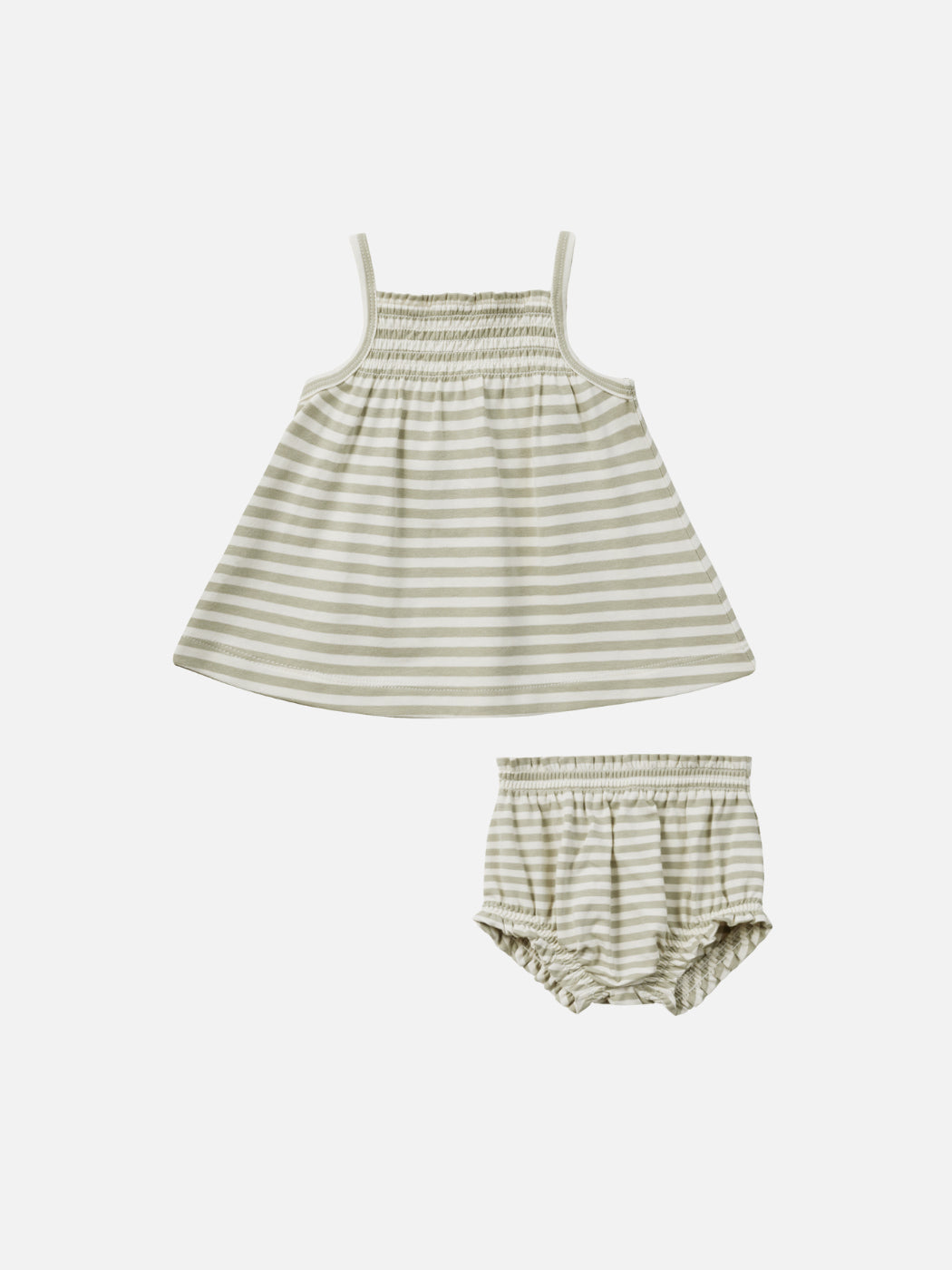 Smocked Tank + Bloomer Set - Sage Stripe