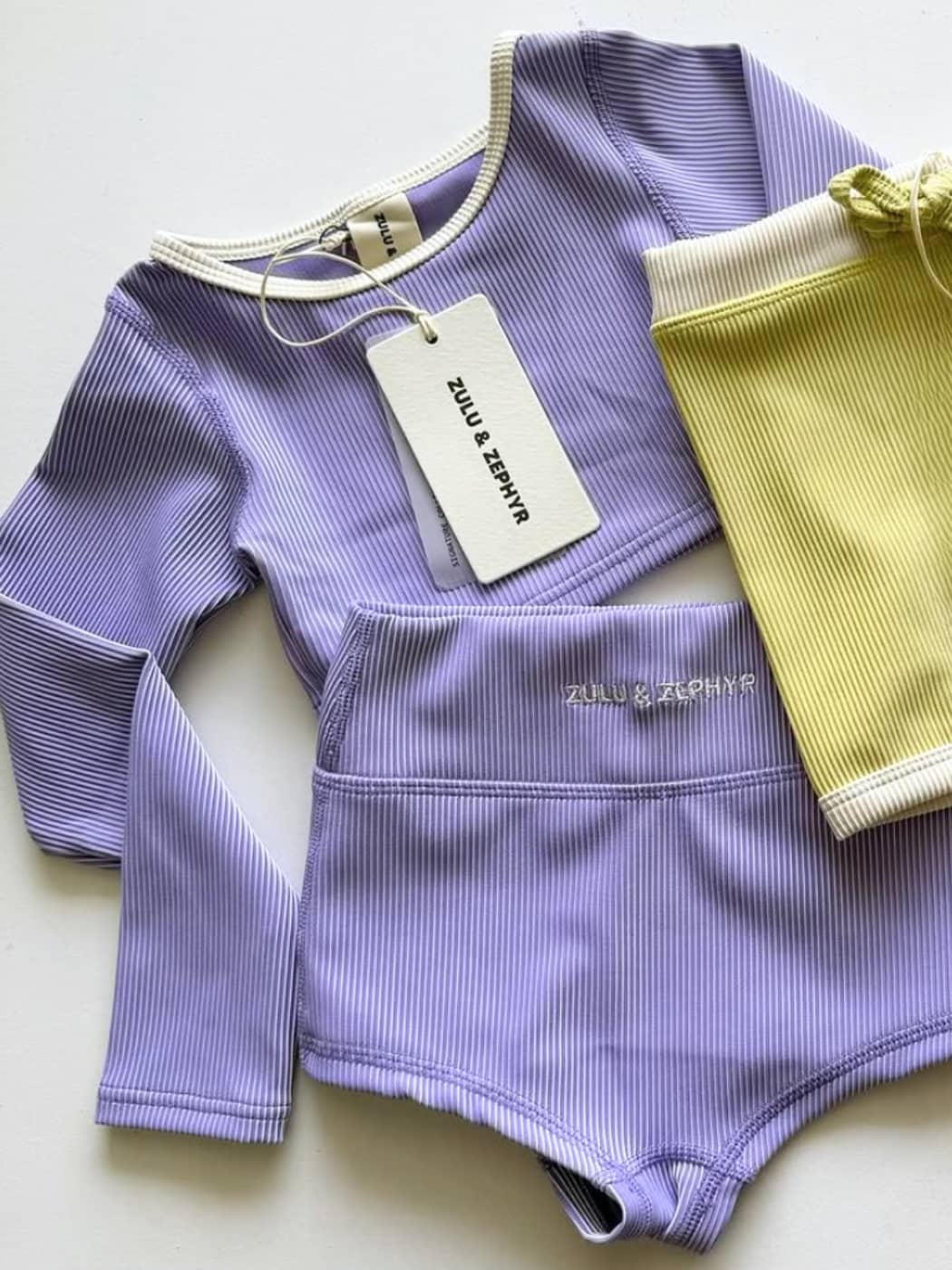 Rib Crop Rashie - Grape Mini Stripe