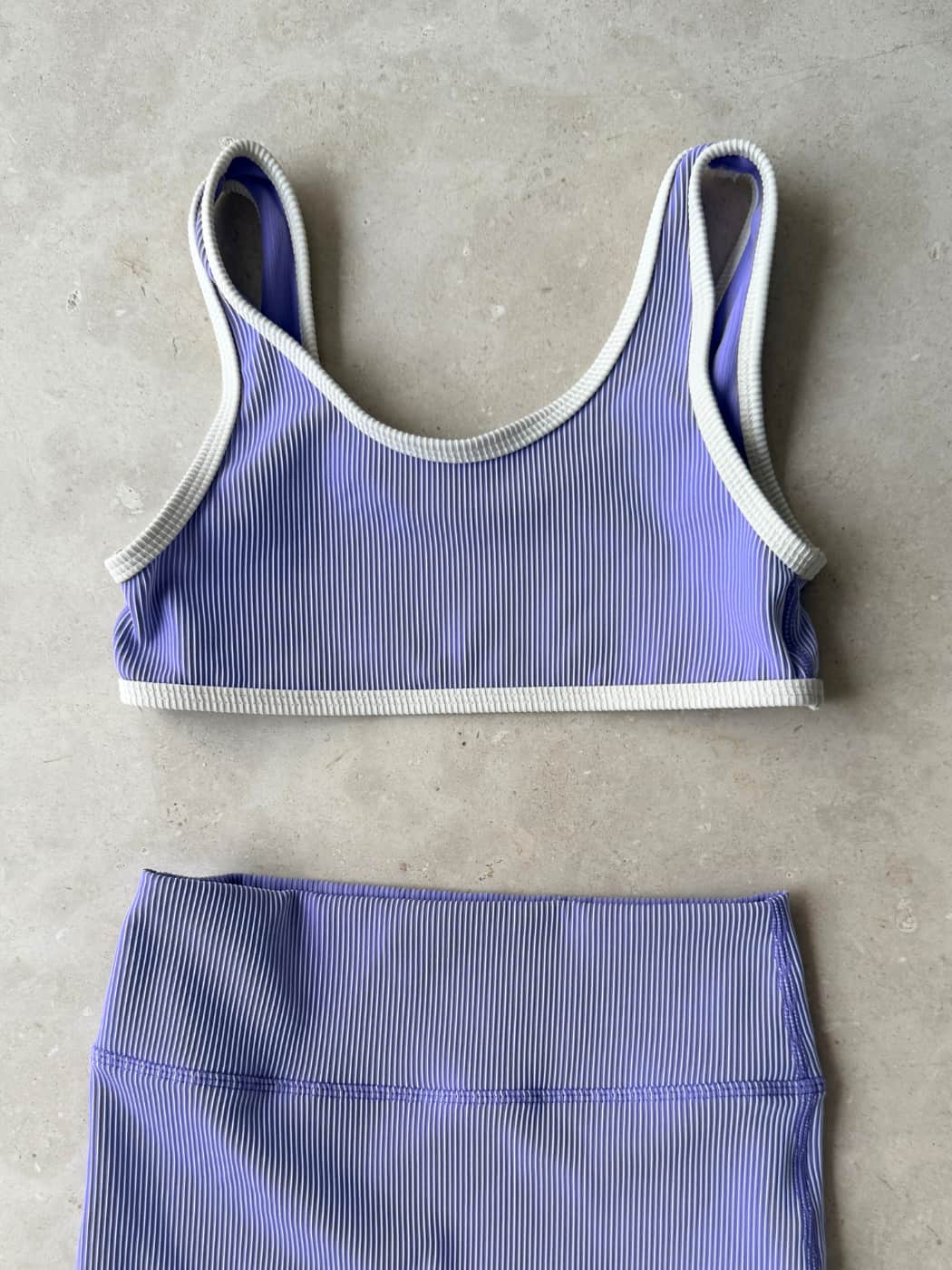 Rib Scoop Bikini Top - Grape Mini Stripe