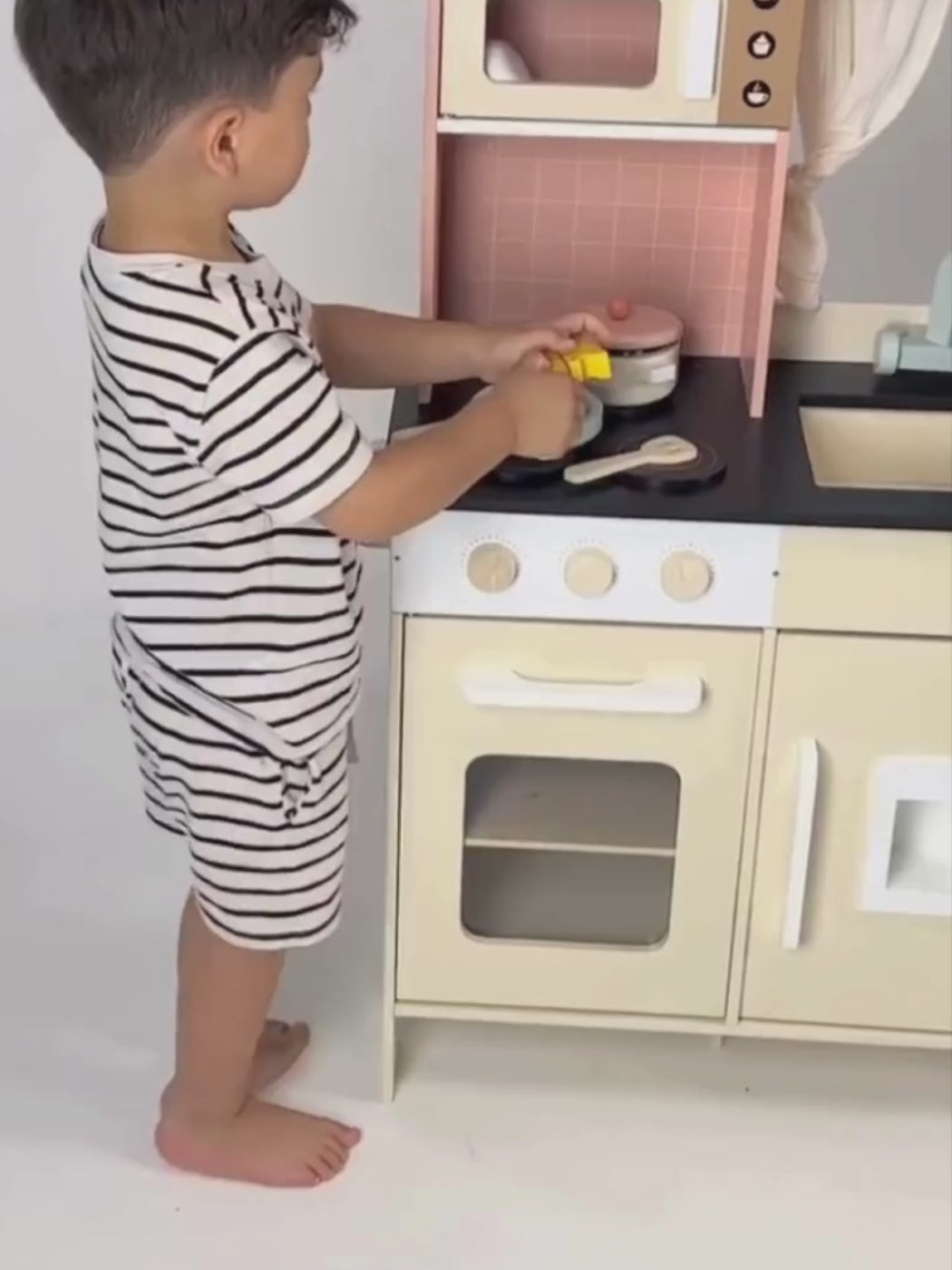 Pink and Cream Play Kitchen