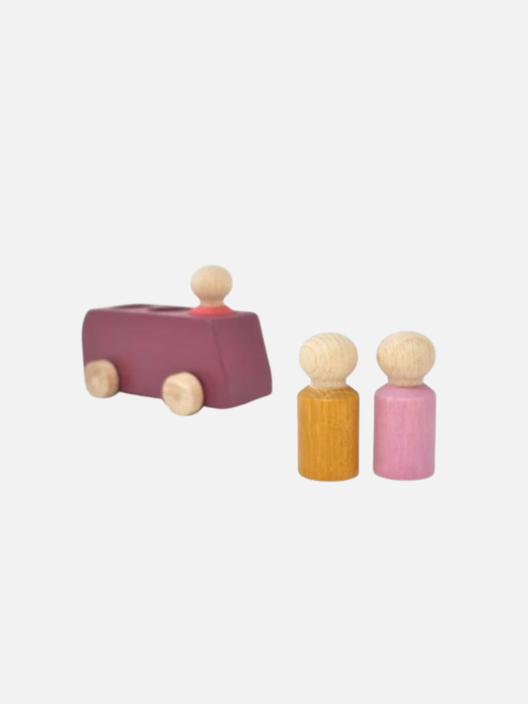 Wooden Bus and People - Plum